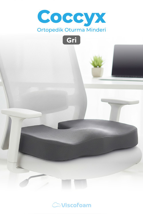 Viscofoam Ortopedik Oturma Minderi Hemeroid Kuyruk Sokumu Coccyx Oturma Minderi Visco Minder Gri