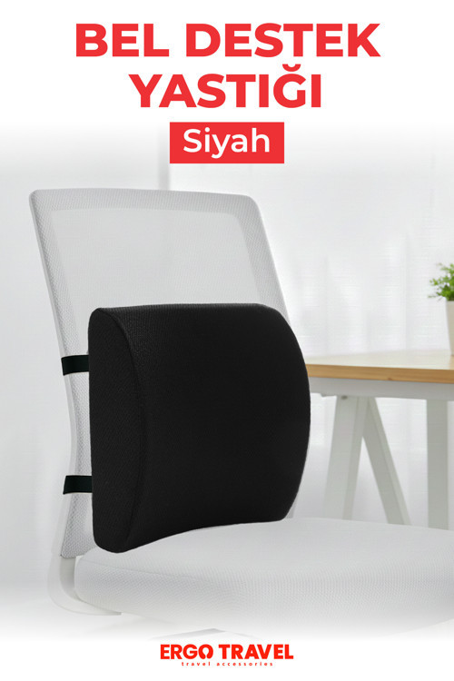 Viscofoam Ortopedik Bel Yastığı Ofis Sandalye Araç Koltuk Bel Destek Yastığı Visco Bel Yastığı Siyah