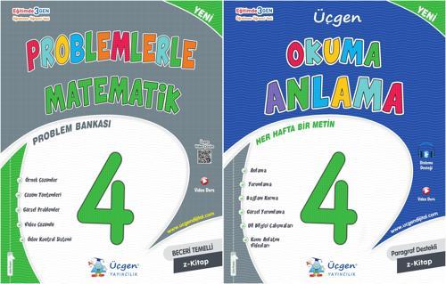 Üçgen 2025 4. Sınıf Problemler + Türkçe Okuma Anlama 36 Hafta Seti 2 Kitap