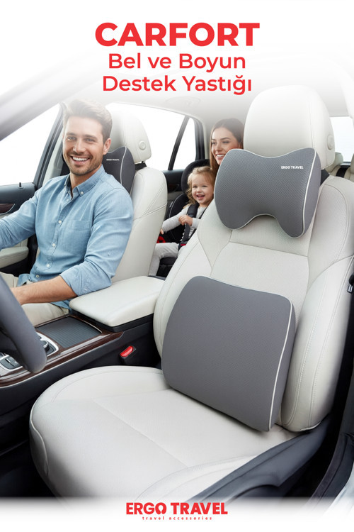 Araç Içi Visco Boyun Destek Ve Bel Destek Yastığı Gri Visco Yastık