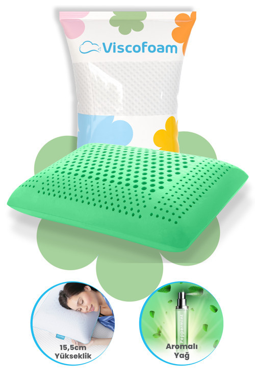 Viscofoam Aroma Terapi Hava Kanallı Ortopedik Yastık Visco Yastık Nane 60x40x16cm