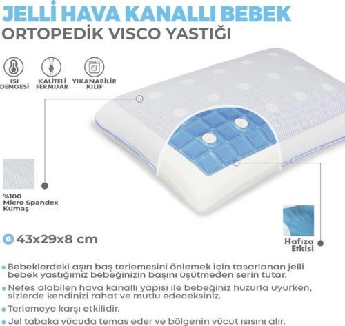 Terletmeyen Hava Kanallı Ortopedik Bebek Yastığı Jelli Hava Kanallı Visco Bebek Yastığı