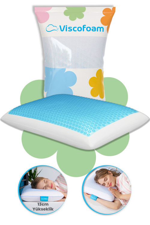 Evva Terletmeyen Ortopedik Yastık Serinleten Visco Yastık Jelli Yastık 59x39x13cm