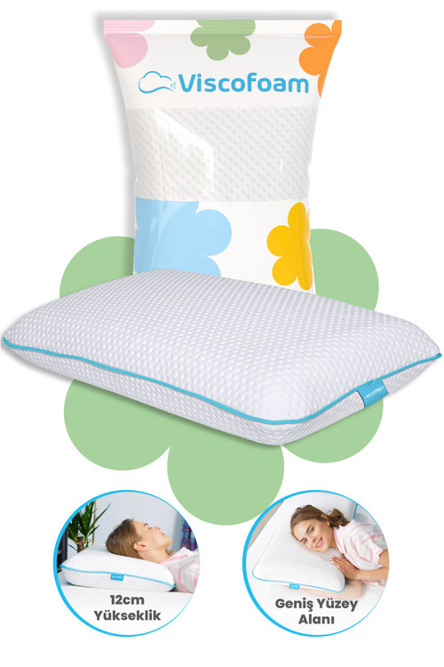 Viscofoam Lüks Boyun Destekli Ortopedik Yastık Visco Yastık 70x40x12cm
