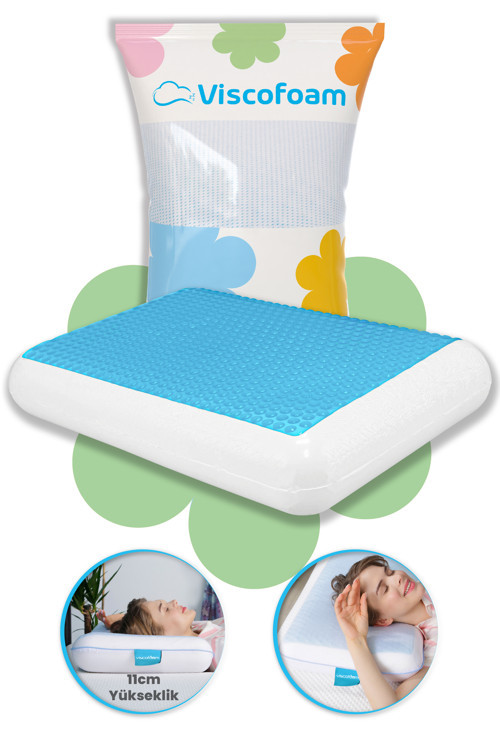 Lüks Terletmeyen Ortopedik Yastık Serinleten Visco Yastık Jelli Yastık 60x40x11cm