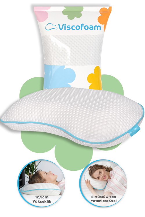 Viscofoam Yarım Ay Boyun Destekli Ortopedik Yastık Visco Yastık 60x40x12.5cm