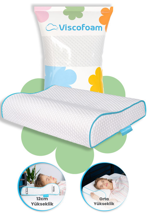 Yüksek Boyun Destekli Ortopedik Yastık Visco Yastık 58*39*12/8.5cm