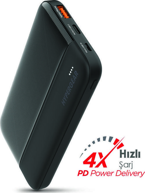 Powerbank 10.000 mah 20W Usb-C Pd + 18W USB Hızlı Şarj Siyah
