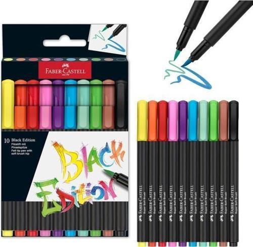 Faber-Castell Keçeli Kalem Black Edition Fırça Uç 10'Lu