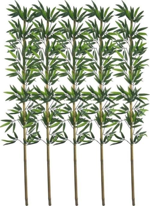 5li Set Yapay Bambu Sopası 17 Yapraklı 160 cm Yapay Çiçek Bambu Duvarı Separatör Çiçeği Yapay Çiçek