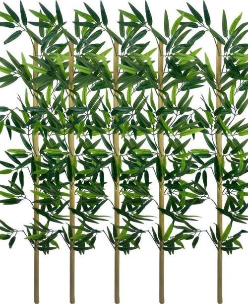 5Li Set Yapay Bambu Sopası 12 Yapraklı 110Cm Yapay Çiçek Bambu Duvarı Separatör Çiçeği Yapay Çiçek