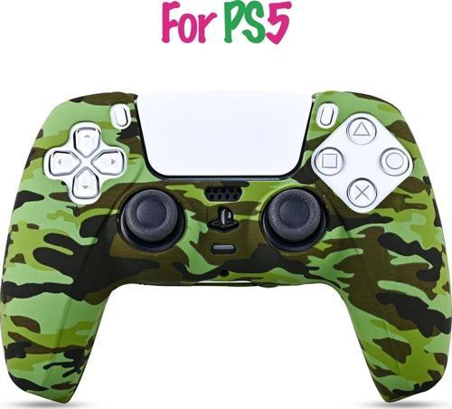 PS5 Gamepad Uyumlu Silikon Kılıf - (Green Camo)