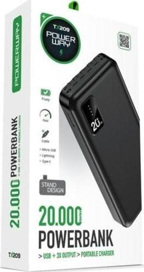 Tx209 20.000 Mah Kablolu Dijital Göstergeli Powerbank