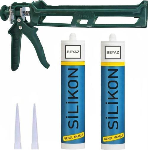 Silikon Seti _ 2 Adet Beyaz Silikon + Silikon Tabancası
