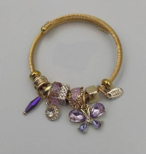 Gold Kelebek Model Çelik Charm Bileklik