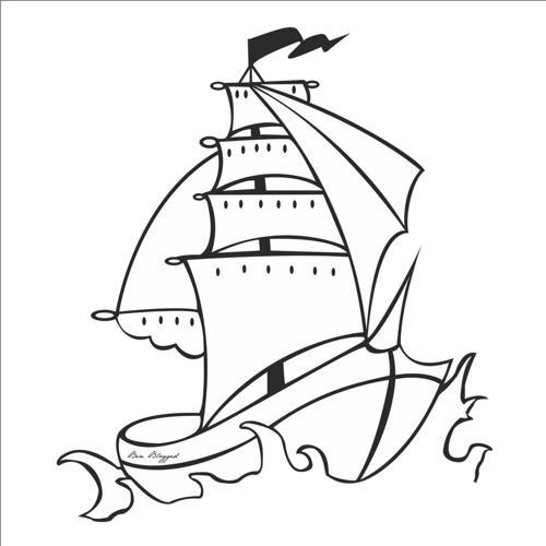 YELKENLİ TEKNE FOLYO STİCKER 130cm Uzunluk