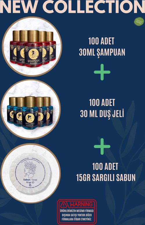 Otel Şampuanı Duş Jeli Sabun 100'lü Set Etiketli