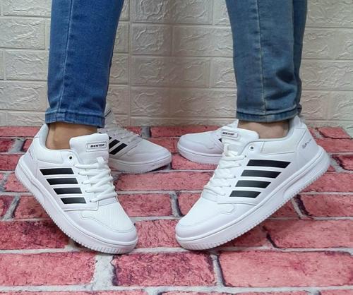 074 Beyaz-Siyah Sneaker Düz Taban Hafif Rahat Spor Çift Ayakkabısı
