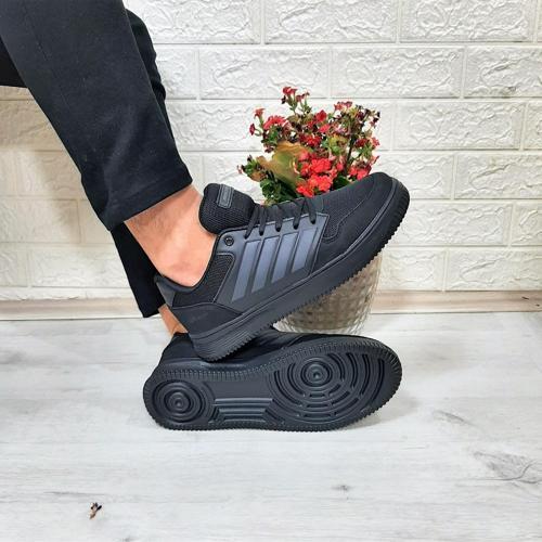 074 Siyah-Siyah Sneaker Düz Taban Hafif Rahat Spor Çift Ayakkabısı