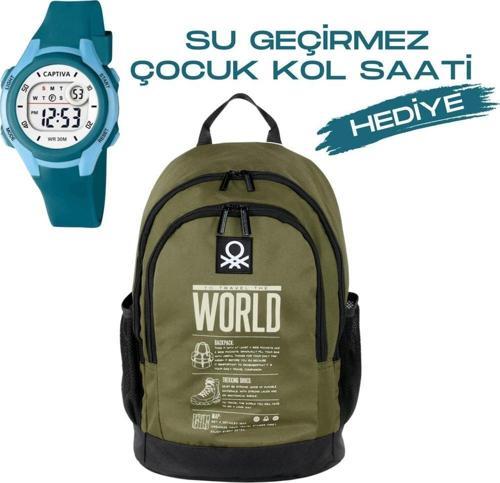 Çocuk Kol Saati Hediyeli Benetton Büyük Kapasiteli Çocuk Okul Çantası B.NT.03826