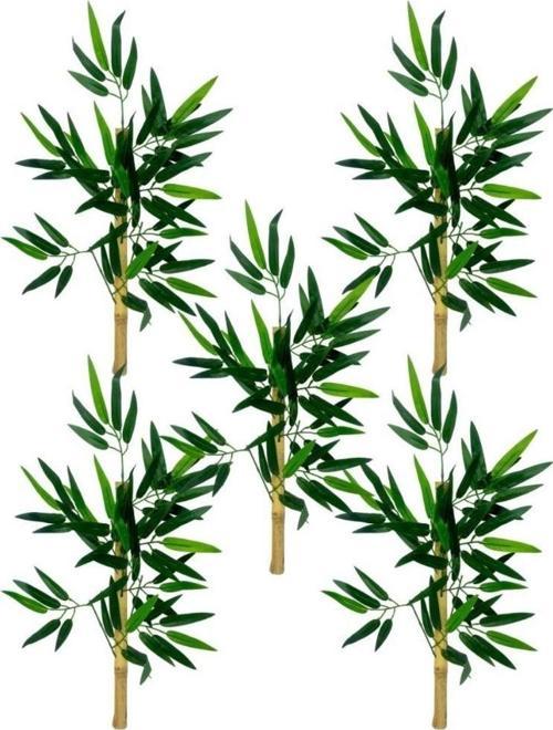 5li Set Yapay Bambu Sopası 6 Yapraklı 50 cm Yapay Çiçek Bambu Duvarı Separatör Çiçeği Yapay Çiçek