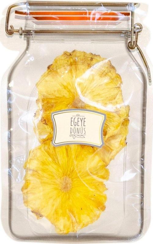 Ananas Meyve Kurusu Cipsi - 25 Gr. - Kavanoz Görünümlü Kilitli Poşet - Kilitli Saklama Poşeti