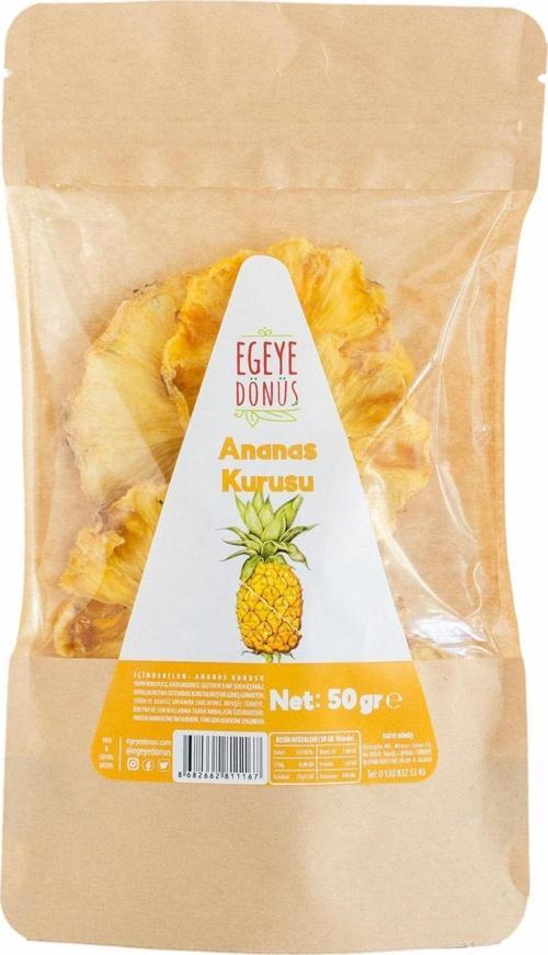 Şekersiz Ananas Meyve Kurusu Cipsi - 50  gr (YÜKSEK AROMA-KOKTEYL MEYVESİ-KATKI KORUYUCU İÇERMEZ)