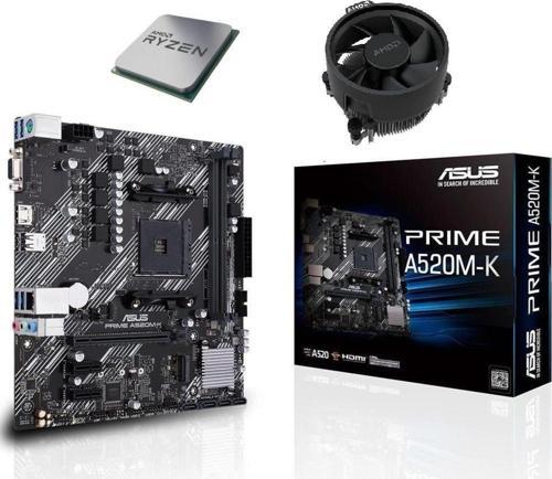 Prime A520M-K DDR4 4600MHz mATX Anakart - AMD Ryzen 5 5600X AM4 İşlemci Tray - AMD Fan Set
