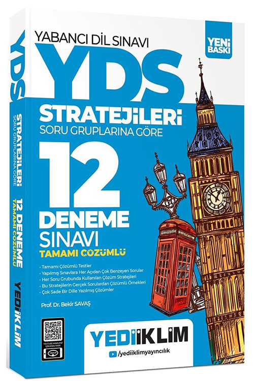YDS YÖKDİL Stratejileri Soru Gruplarına Göre Tamamı Çözümlü 12 Deneme Sınavı