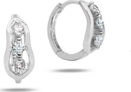 Zirkon Taşlı Diamond Simple Style Halka Kadın Gümüş Küpe 17 MM