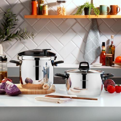 Optima Düdüklü Tencere Seti 4+6,5 Lt-Siyah/gri