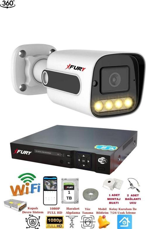 1 Kameralı 1080P Görüntü Gece Renkli Full Hd 4xUltra Led Gece Renkli Güvenlik Kamera Seti 1TB