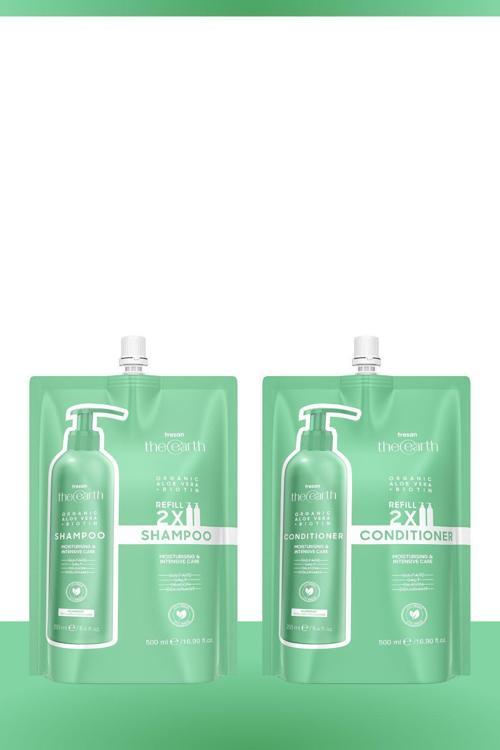 Organic Aloe Vera +Biotin Şampuan & Saç Kremi Refill Pouch 500 Ml