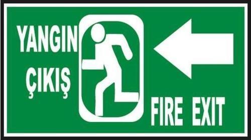 Fosforlu Yangın Çıkış- Fire Exit Levhası  - Fotolümenli - Sol Yön
