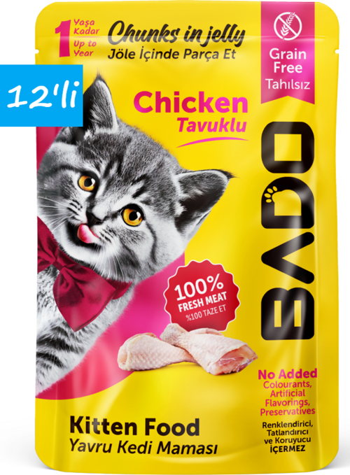 Yavru Yaş Kedi Maması Tavuk Etli 85Gr 12'li