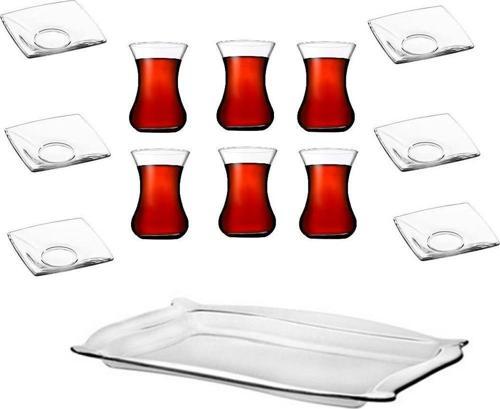 tepsili çay bardak seti - çay seti takımı 13 prç.