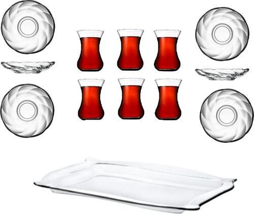 tepsili çay bardak seti - çay seti takımı 13 prç.