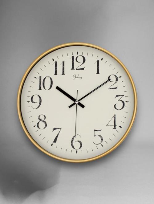 D-218-A-1 Eskitme Kadran 30 CM Sessiz Akar Duvar Saati Gold-Beyaz