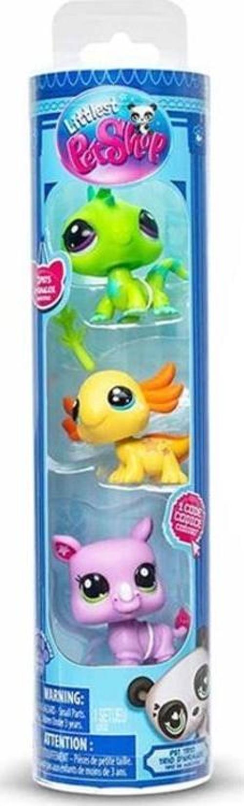 Littlest Pet Shop Minişler 3 lü Gergedan Iguana Aksolotl Figür Seti 00557