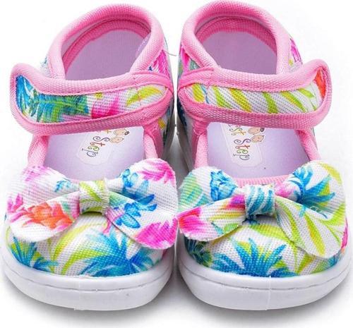 Pembe Fiyonklu Keten Çocuk Ayakkabısı-F-472