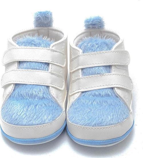Kürklü Cırt Cırtlı Esnek ve Kaydırmaz İlk Adım Ayakkabısı Mavi F-524