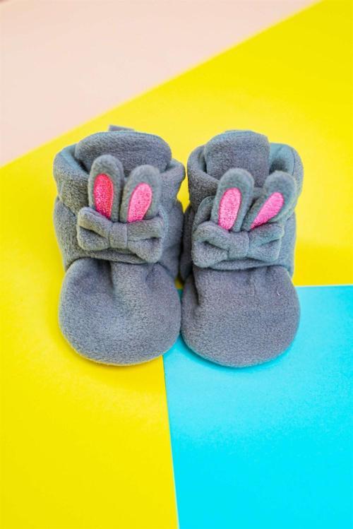 Tavşan Kaydırmaz Tabanlı Pamuk Astarlı Cırt Cırtlı Panduf