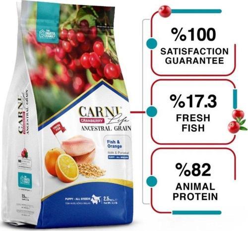 Kızılcık Balık Etli ve Portakallı Tüm Irklar İçin Yavru Köpek Maması 2.5 Kg