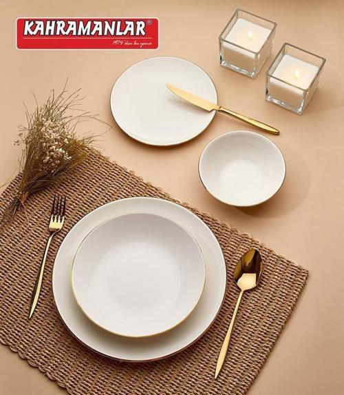 Katre Sade 12 Kişilik 55 Parça Porselen Yemek Takımı