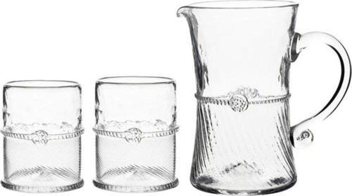 Graham Cam Bar Sürahi Ve Çift Eski Moda Set - 3 Parça - El Yapımı