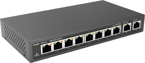 Rg-Es110D-P 8 Port Poe+ 10-100 Mbps 2 Port 10-100-1000 Mbps Uplink Switch Hub Çelik Kasa