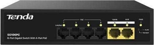 Sg106Pc 6 Port 4 Port Poe+ 10-100-1000 Mbps + 2 Port Uplink Switch Hub Çelik Kasa Rack Mount