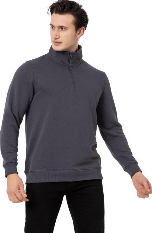 Yarım Fermuarlı Antrasit Erkek Sweatshirt M1519TA