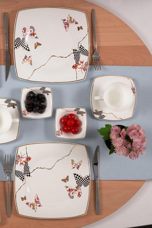 Fine Pearl Unique 26 Parça 6 Kişilik Kare İnci Kahvaltı Takımı