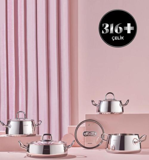 Nikko 3ply Powersteel 316 Çelik 8 Parça Tencere Seti
